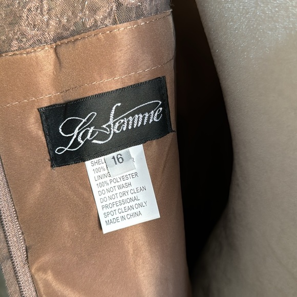 La Femme Embellished Tulle & Lace A-Line Gown - Picture 9 of 9